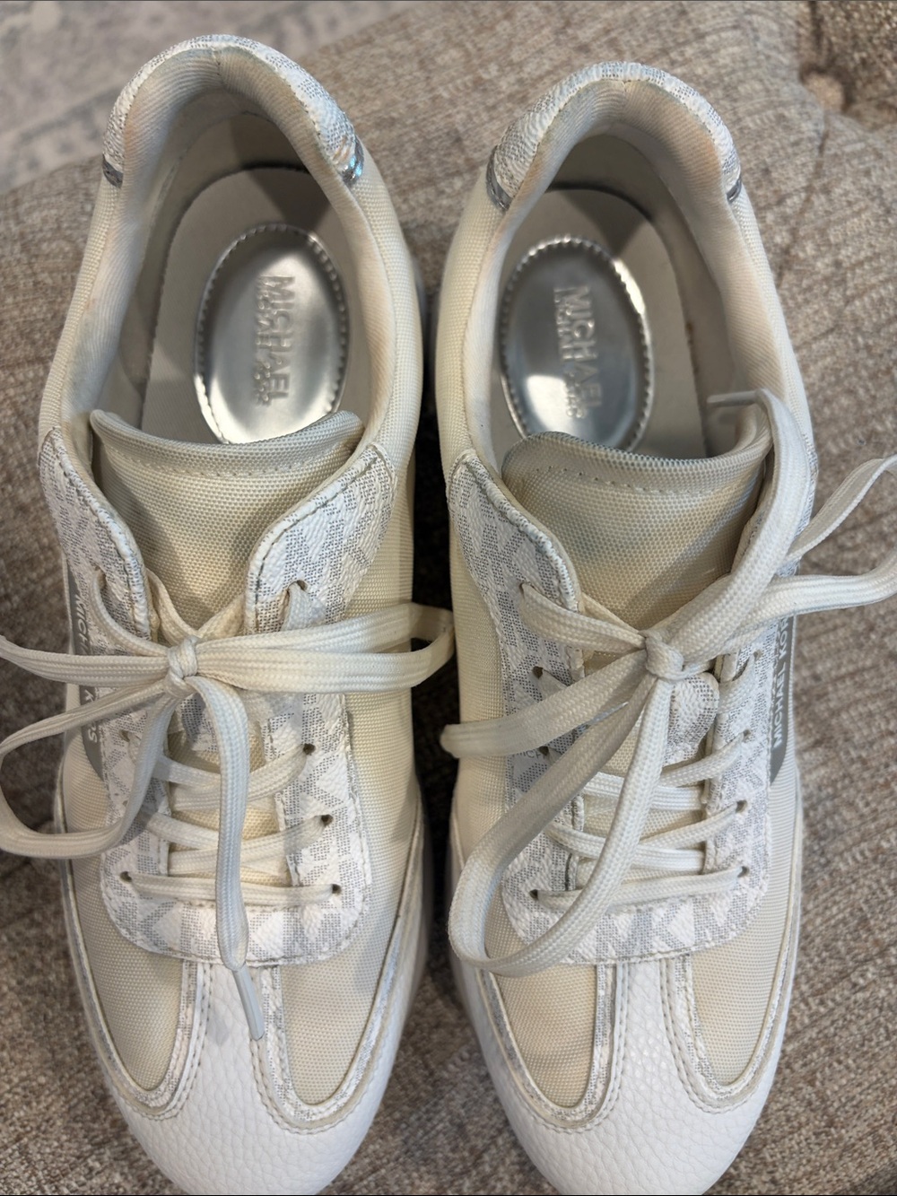 MICHAEL Michael Kors Women's Cream/White Lace-Up Sneakers